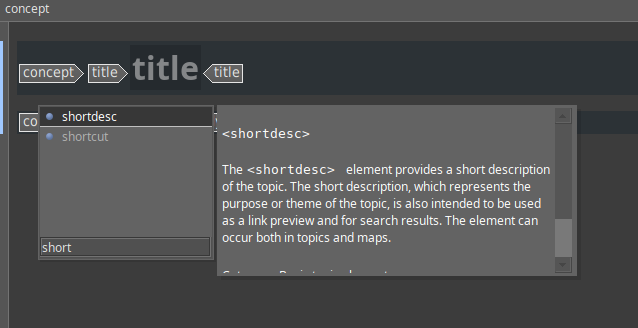 Select shortdesc from context menu