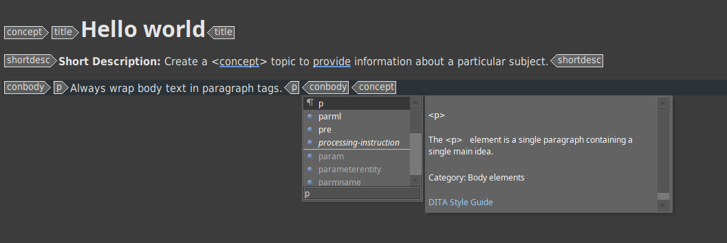 Select p from context menu